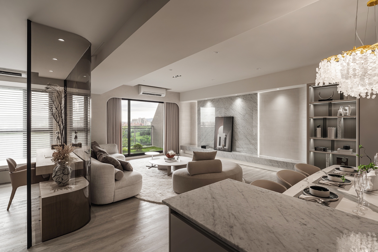 藝瓦空間設計<森林之星D1-12F>，石材結合特殊漆電視牆材質