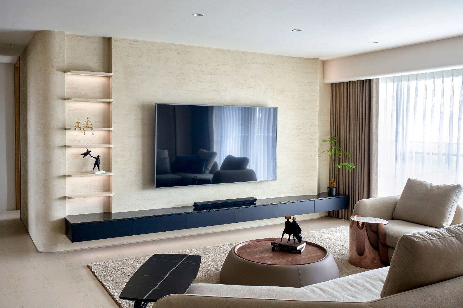 藝瓦空間設計<定潮6F>，特殊漆電視牆材質